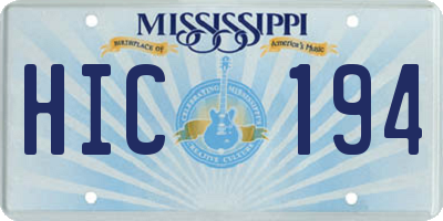 MS license plate HIC194