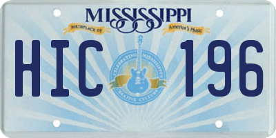MS license plate HIC196