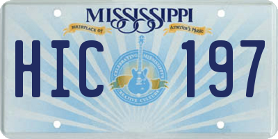 MS license plate HIC197