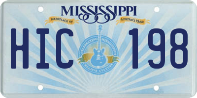 MS license plate HIC198