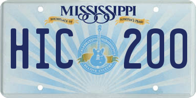 MS license plate HIC200