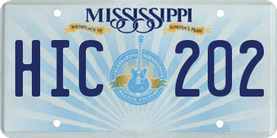 MS license plate HIC202