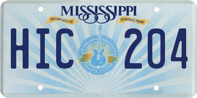 MS license plate HIC204