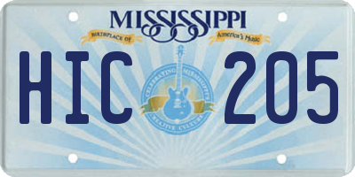 MS license plate HIC205