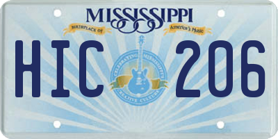 MS license plate HIC206