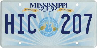 MS license plate HIC207