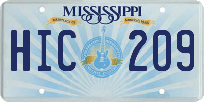 MS license plate HIC209