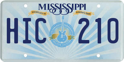 MS license plate HIC210