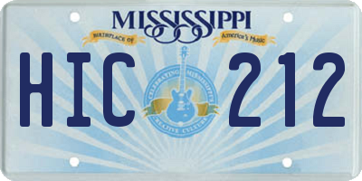 MS license plate HIC212