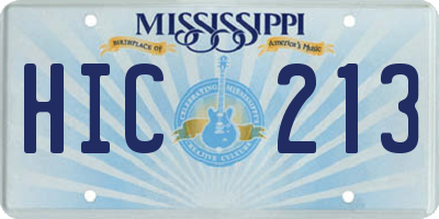MS license plate HIC213