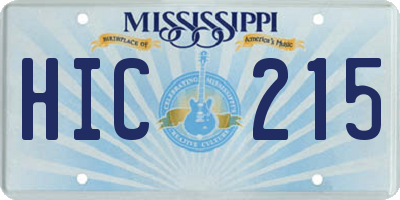 MS license plate HIC215