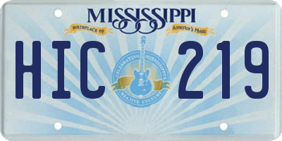 MS license plate HIC219