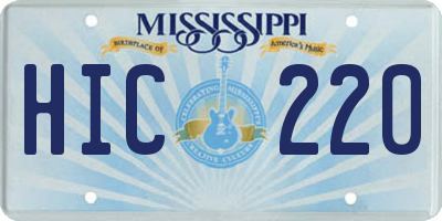 MS license plate HIC220