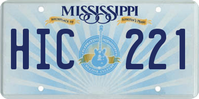 MS license plate HIC221