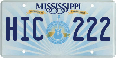 MS license plate HIC222