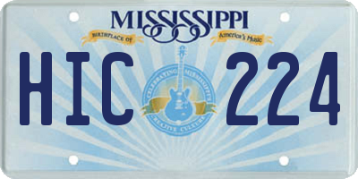 MS license plate HIC224