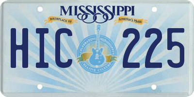 MS license plate HIC225