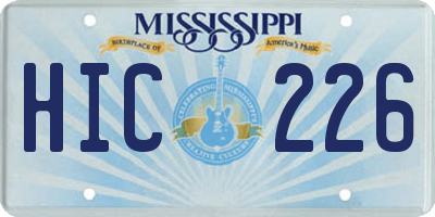 MS license plate HIC226