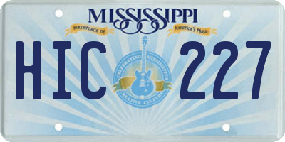 MS license plate HIC227