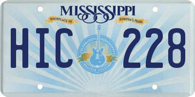 MS license plate HIC228