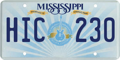 MS license plate HIC230