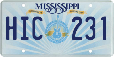 MS license plate HIC231