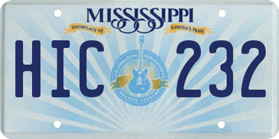 MS license plate HIC232