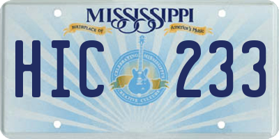 MS license plate HIC233