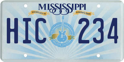 MS license plate HIC234