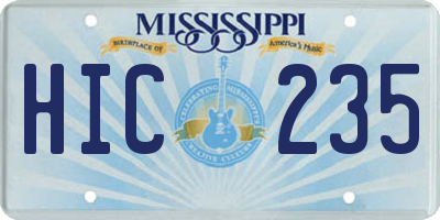 MS license plate HIC235