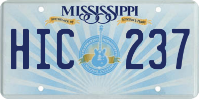 MS license plate HIC237