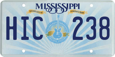 MS license plate HIC238