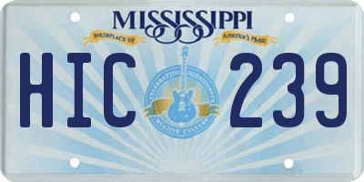 MS license plate HIC239