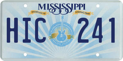 MS license plate HIC241