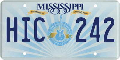 MS license plate HIC242