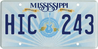 MS license plate HIC243