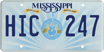 MS license plate HIC247