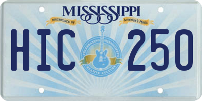 MS license plate HIC250