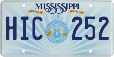 MS license plate HIC252