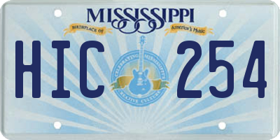 MS license plate HIC254