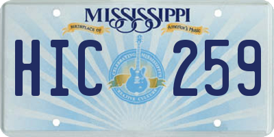 MS license plate HIC259