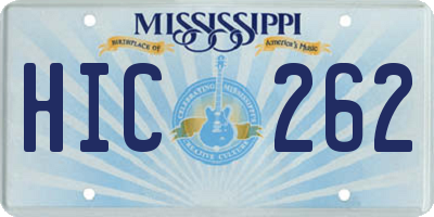MS license plate HIC262