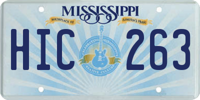 MS license plate HIC263
