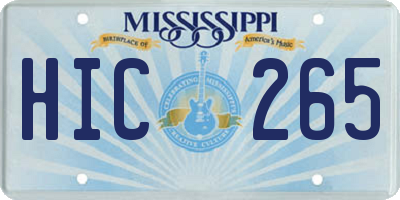 MS license plate HIC265