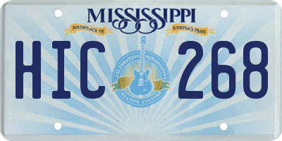 MS license plate HIC268
