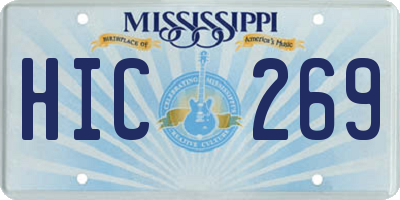 MS license plate HIC269
