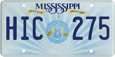 MS license plate HIC275