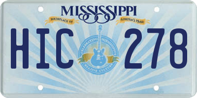 MS license plate HIC278