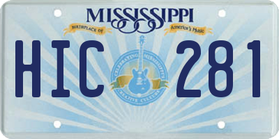 MS license plate HIC281