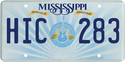 MS license plate HIC283
